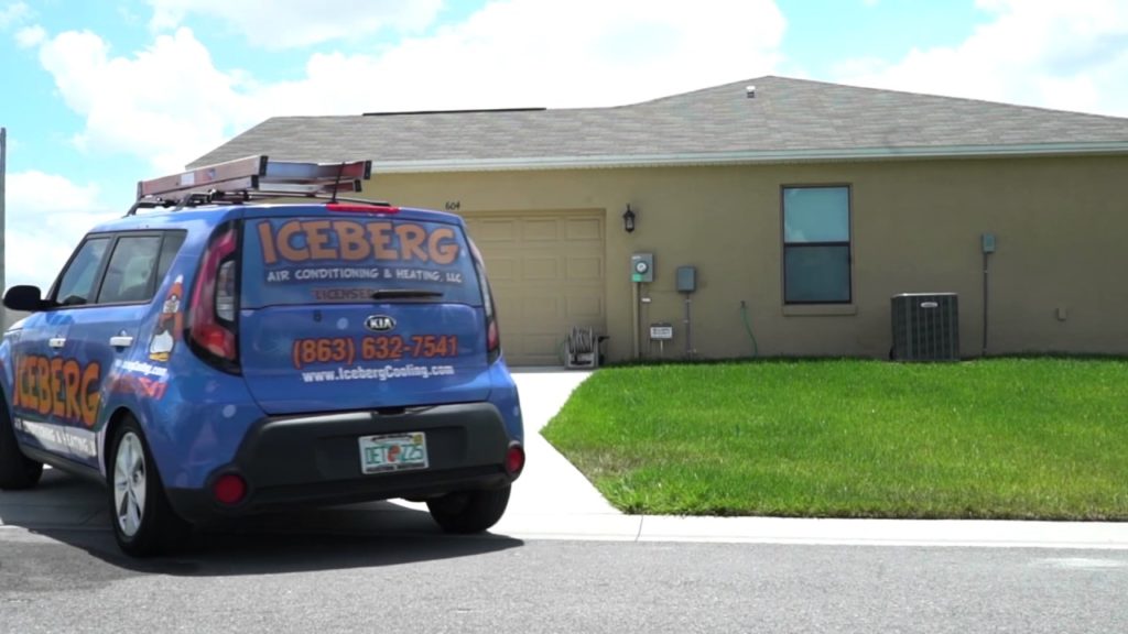 Iceberg Cooling van in homeowners driveway
